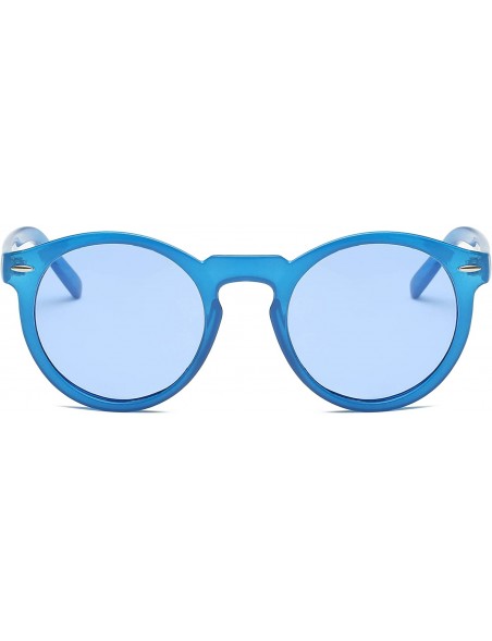 Round Women Retro Vintage Circle Round Fashion Designer Sunglasses - Blue - CK18I6TXI7S $7.65