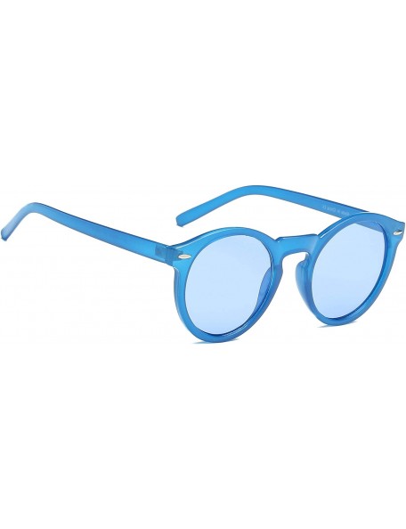 Round Women Retro Vintage Circle Round Fashion Designer Sunglasses - Blue - CK18I6TXI7S $7.65