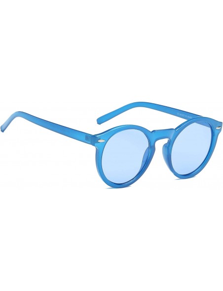 Round Women Retro Vintage Circle Round Fashion Designer Sunglasses - Blue - CK18I6TXI7S $7.65