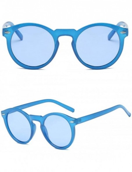 Round Women Retro Vintage Circle Round Fashion Designer Sunglasses - Blue - CK18I6TXI7S $7.65