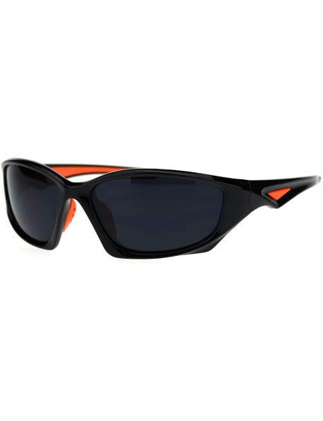 Oval Mens Classic 90s Aerodynamic Plastic Sport Warp Around Sunglasses - Black Orange Black - CC18RQLZCNC $8.27