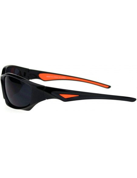 Oval Mens Classic 90s Aerodynamic Plastic Sport Warp Around Sunglasses - Black Orange Black - CC18RQLZCNC $8.27