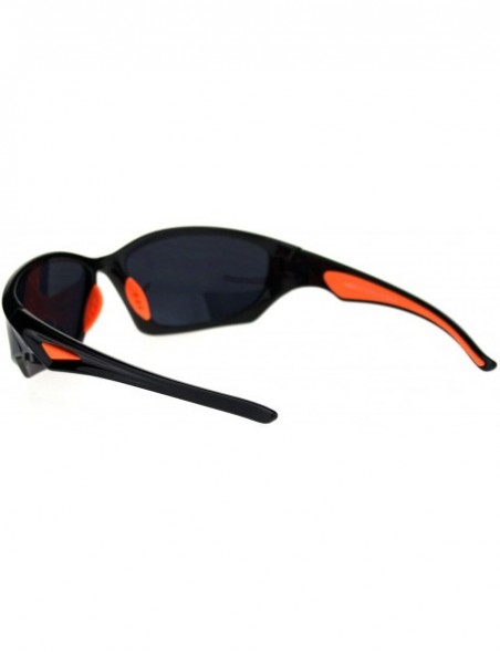 Oval Mens Classic 90s Aerodynamic Plastic Sport Warp Around Sunglasses - Black Orange Black - CC18RQLZCNC $8.27