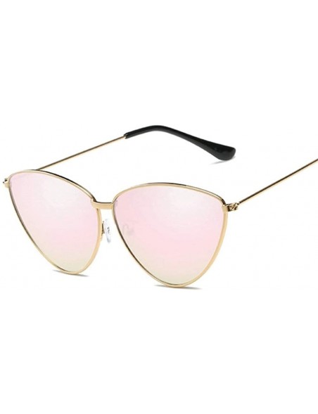 Cat Eye Women Metal Frame Cat Eye Sunglasses UV400 Mirror Sun Glasses Female Vintage Eyewear - Cherry Pink - C0199QCDSU7 $8.35