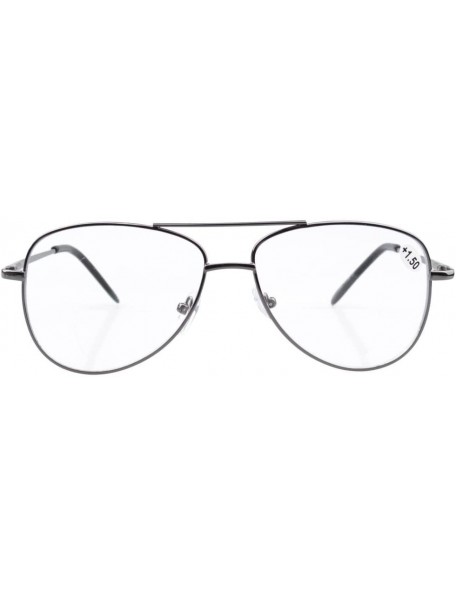 Aviator Spring Hinges Polycarbonate Lens Pilot BiFocal Reading Glasses +1.0 - 1502 Clear Lens - C71212IKG13 $12.82