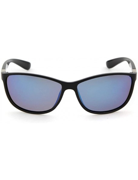 Oval Polarized Driving Sunglasses for Mens Oval Women UV400 Protection Dark Glasses - Blue Frame/Blue Polarized Lens - CN18R9...