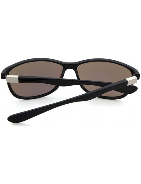 Oval Polarized Driving Sunglasses for Mens Oval Women UV400 Protection Dark Glasses - Blue Frame/Blue Polarized Lens - CN18R9...