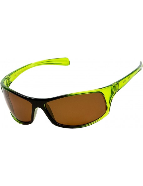 Sport Polarized Wrap Around Sports Sunglasses - Green - Amber - CD18CSX2RX0 $12.13