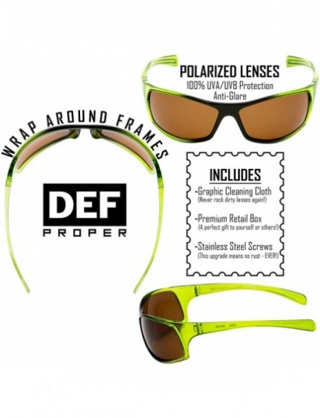 Sport Polarized Wrap Around Sports Sunglasses - Green - Amber - CD18CSX2RX0 $12.13