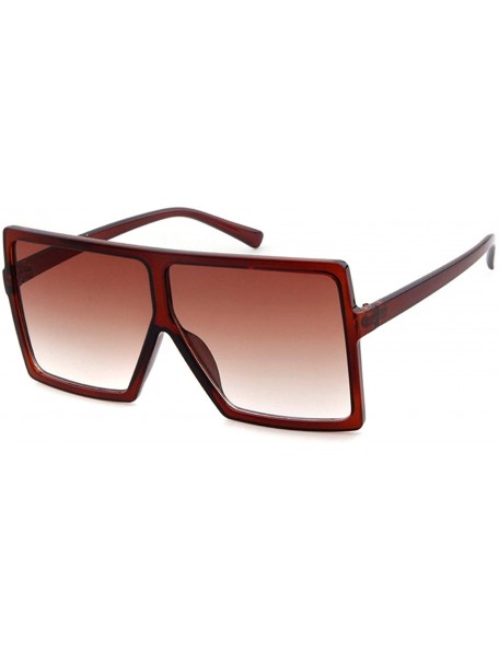 Square Oversized Sunglasses Vintage Retro Designer Shades for Women Men UV400 Glasses - Brown Gradient Lenses - CZ18SH0UGNO $...