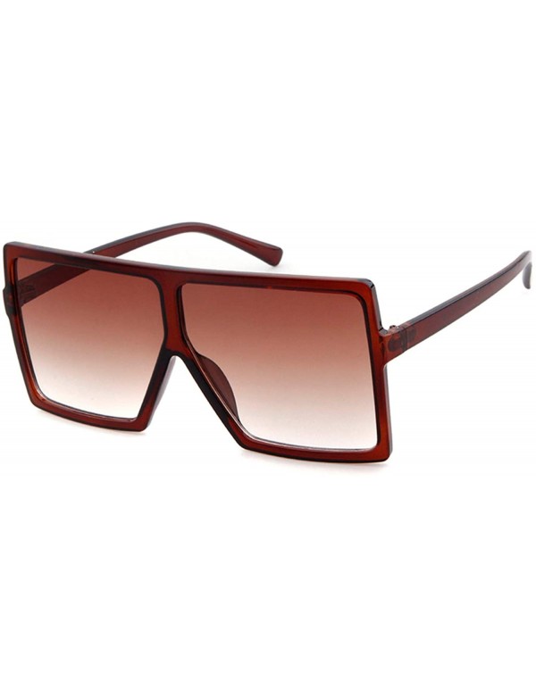 Square Oversized Sunglasses Vintage Retro Designer Shades for Women Men UV400 Glasses - Brown Gradient Lenses - CZ18SH0UGNO $...