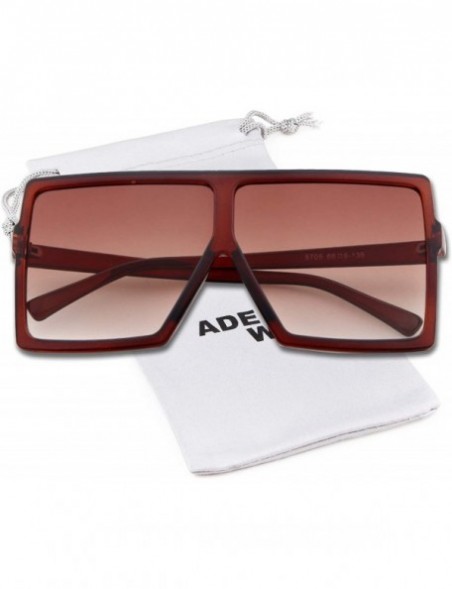Square Oversized Sunglasses Vintage Retro Designer Shades for Women Men UV400 Glasses - Brown Gradient Lenses - CZ18SH0UGNO $...