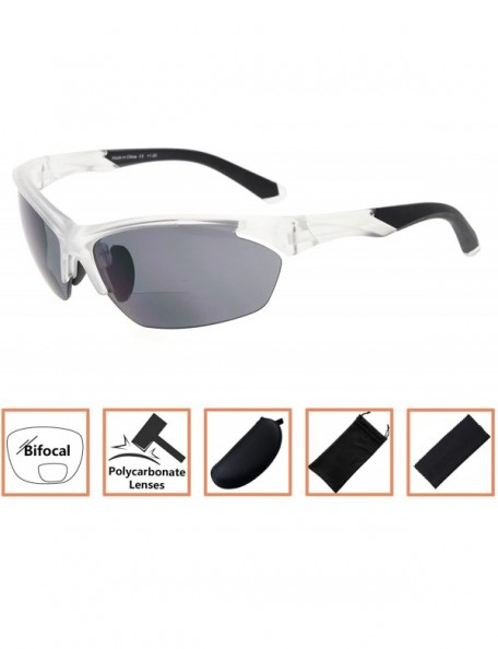 Sport Retro Mens Womens Sports Half-Rimless Bifocal Sunglasses - Matte Transparent - CO189AKEXXN $20.60