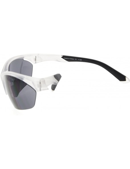 Sport Retro Mens Womens Sports Half-Rimless Bifocal Sunglasses - Matte Transparent - CO189AKEXXN $20.60