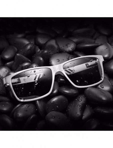 Rectangular Polarized Sunglasses Aviation aluminum magnesium metal driving glasses - Silver Color - C01887NTZ6U $37.54