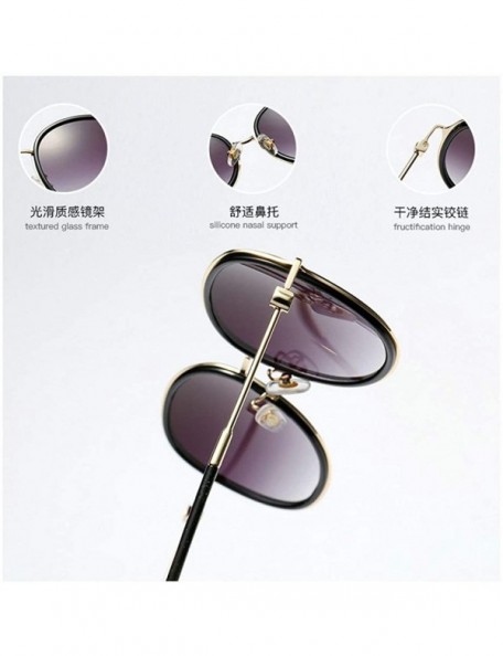 Round 2019 new ladies fashion round metal border retro trend brand designer sunglasses UV400 - Pink&brown - CW18SR5GZO3 $10.85