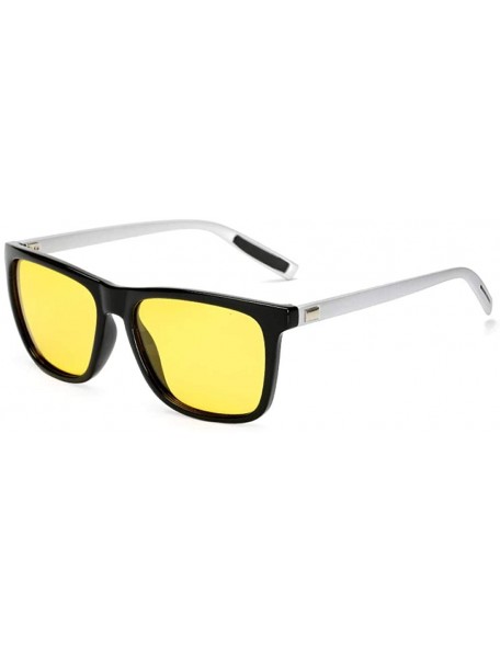 Square Polarized Men Women Night vision Sunglasses Drive Yellow Lens Vintage Square Male Female Sun Glasses for men - CR190HY...