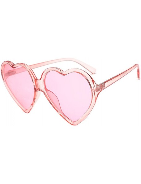 Goggle Women Fashion Unisex Heart-shaped Shades Sunglasses Integrated UV Glasses - Pink - CC193XHLH7K $9.32