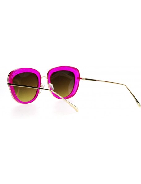 Square Glitter Sparkle Sunglasses Womens Square Frame Pop Bling Fashion Mirror Lens - Pink (Pink Mirror) - CD187NGLN7Z $11.86