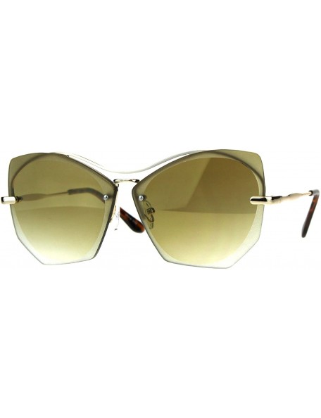 Butterfly Womens Squared Butterfly Oversize Rimless Designer Sunglasses - All Gold - CJ189UOMWZL $27.10