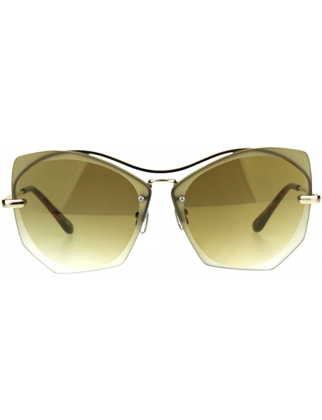 Butterfly Womens Squared Butterfly Oversize Rimless Designer Sunglasses - All Gold - CJ189UOMWZL $23.00