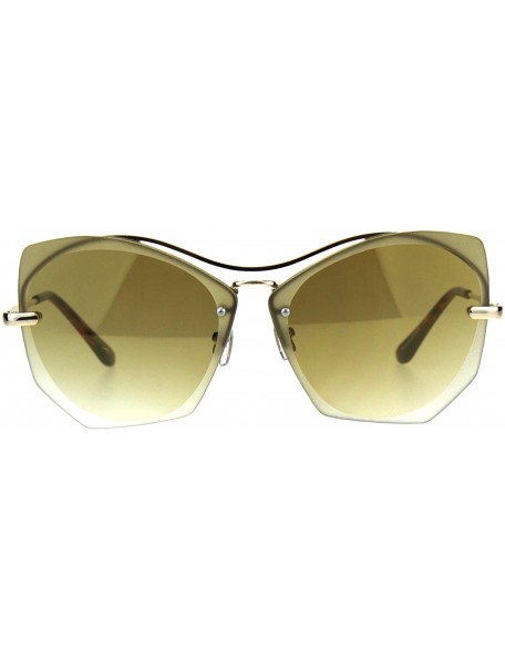 Butterfly Womens Squared Butterfly Oversize Rimless Designer Sunglasses - All Gold - CJ189UOMWZL $14.81