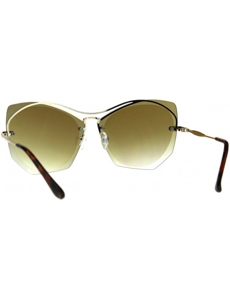 Butterfly Womens Squared Butterfly Oversize Rimless Designer Sunglasses - All Gold - CJ189UOMWZL $23.00
