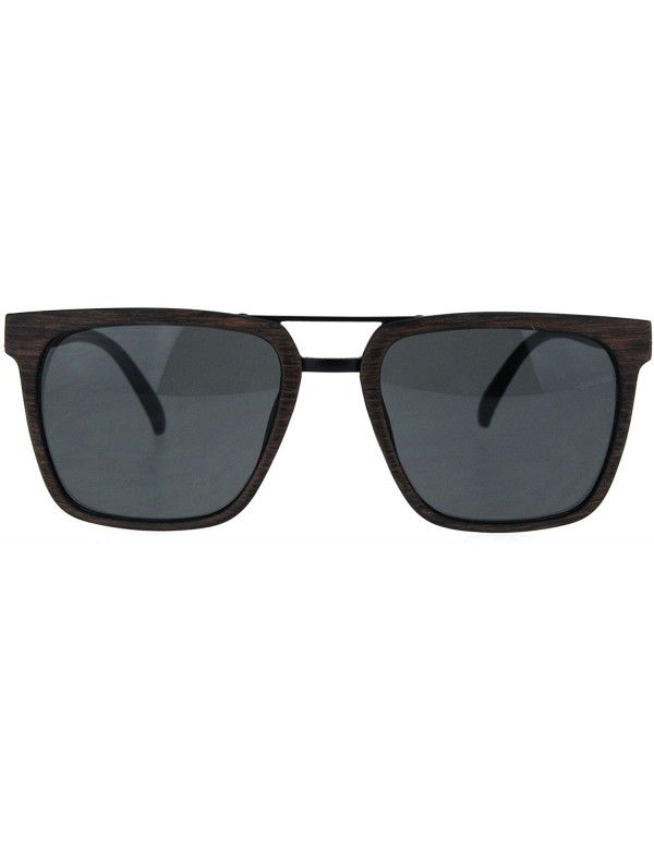 Rectangular Mens Classic Elegant Rectangular Double Rim 90s Sunglasses - Brown Wood Grain - CI18QH59YL4 $10.08