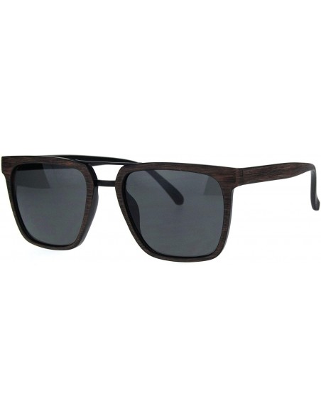 Rectangular Mens Classic Elegant Rectangular Double Rim 90s Sunglasses - Brown Wood Grain - CI18QH59YL4 $10.08