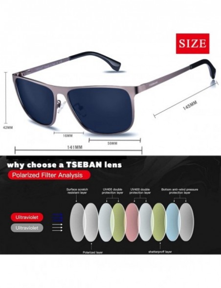 Oval Rectangle Polarized Sunglasses for Men UV Protection Driving Glasses with Metal Frame - C318WTMS2YT $12.98