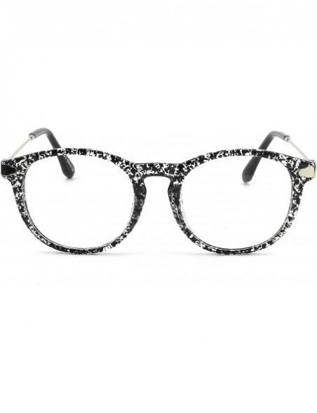 Round Fashion Horn Rimmed Keyhole Metal Temple UV400 Clear Lens Glasses - Black Spot - CH17Z3DQXYT $8.41