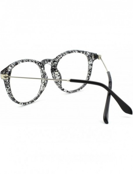 Round Fashion Horn Rimmed Keyhole Metal Temple UV400 Clear Lens Glasses - Black Spot - CH17Z3DQXYT $8.41