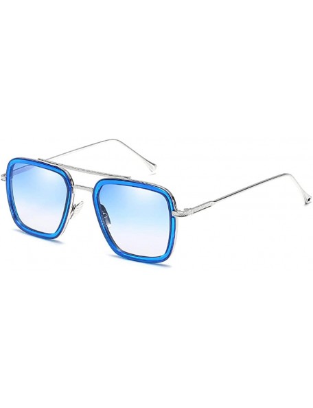 Goggle Vintage Aviator Sunglasses Square Gradient - Blue Lens - CL18UUKE7Q4 $10.83