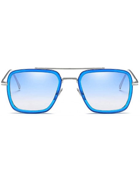 Goggle Vintage Aviator Sunglasses Square Gradient - Blue Lens - CL18UUKE7Q4 $10.83