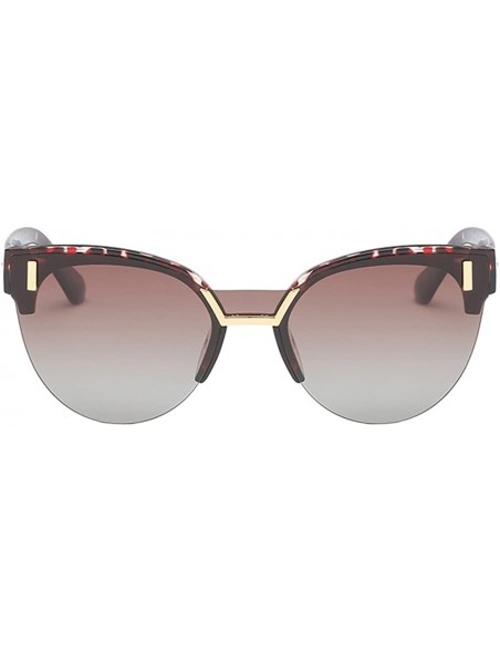 Oversized Half Frame Cat Eye Polarized Sunglasses Anti-UV Metal Frame Eyeglasses - Leopard Tawny - CD180RKT039 $20.56