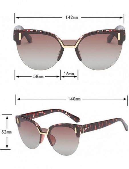 Oversized Half Frame Cat Eye Polarized Sunglasses Anti-UV Metal Frame Eyeglasses - Leopard Tawny - CD180RKT039 $20.56