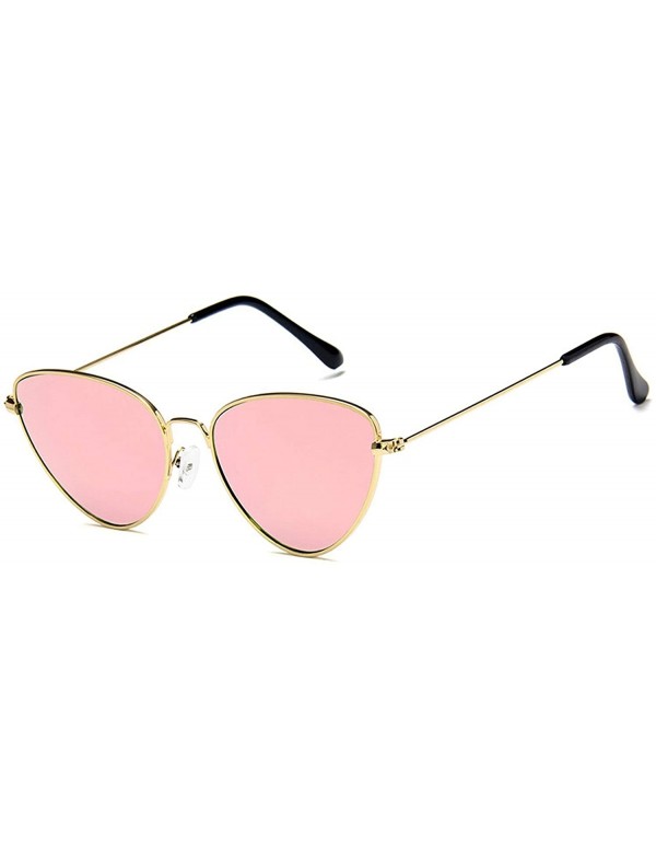 Sport Vintage Cat's Eye Sunglasses for Women Metal Resin UV400 Sunglasses - Gold Pink - CW18SZT2MAG $16.40