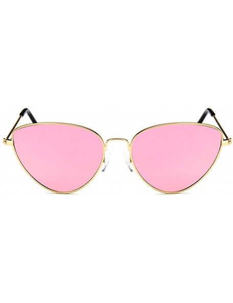Sport Vintage Cat's Eye Sunglasses for Women Metal Resin UV400 Sunglasses - Gold Pink - CW18SZT2MAG $16.40