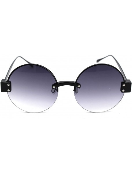Rimless Womens Retro Exposed Lens Round Circle Lens 80s Sunglasses - All Black Smoke - C118Y3W3XXC $27.57
