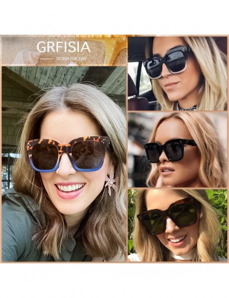 Oversized Classic Women Oversized Square Sunglasses for 100% UV Protection Flat Lens Fashion Shades - CY1994DS9GO $10.88