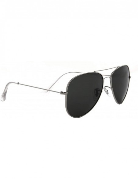 Oversized Unisex Sunglasses Classic Polarized UV400 Double Bridge AVIATOR Black - Metal Silver Frame / Smoke Lens - CR18HTIG9...