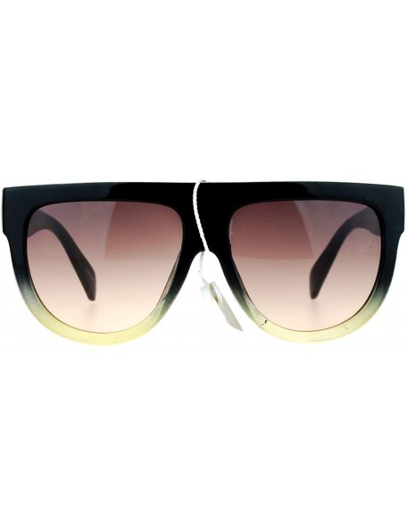 Round Unisex Designer Fashion Sunglasses Flat Top Ombre 2-tone Frame UV400 - Black Beige - C7188I7GYWL $8.96