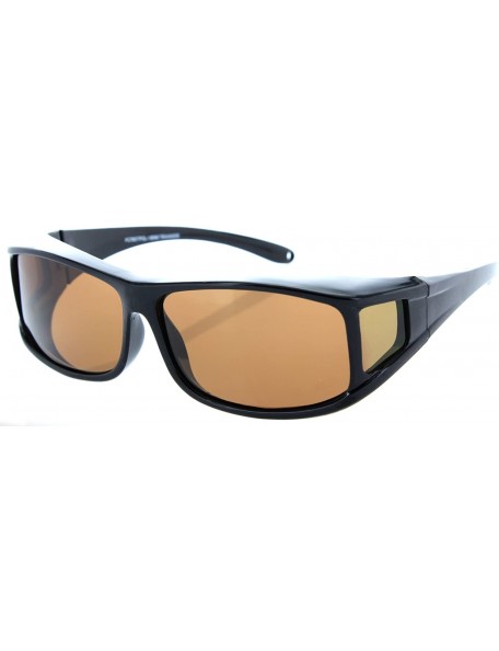 Wrap Fit Over Sunglasses Over Glasses - Polarized & Non-Polarized - Polarized Black Frame/Brown Lens - CC11LA1NXHB $12.87