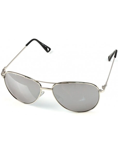 Aviator Fashion Aviator Sunglasses Oceanic Color Lens Metal Rimmed Mens Womens (Silver/Silver- 55) - C4118H9SFFP $11.44