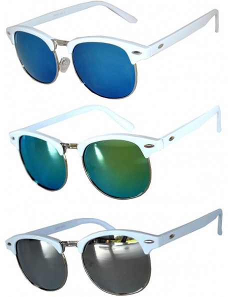 Rimless Half Frame Horned Rim Sunglasses Fashion UV Protection Brand - Half_frame_3p_mix_g - C417XHTNAQ0 $9.08