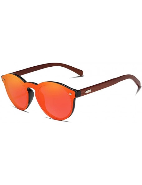 Square Genuine polarized sunglasses handmade round fashion Full Lens UV400 Rosewood - Red - C718ZZLECCK $22.67