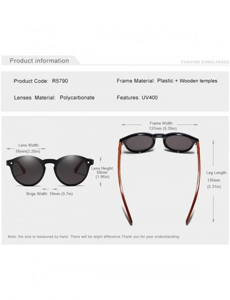 Square Genuine polarized sunglasses handmade round fashion Full Lens UV400 Rosewood - Red - C718ZZLECCK $22.67