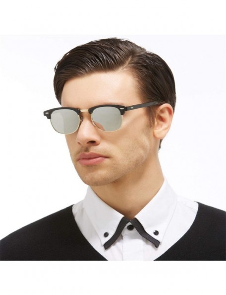 Goggle Half Metal Fashion Sunglasses Men/Women Er Retro Rivet Lens Classic Sun Glasses FeOculos UV400 - C5 - CO199C87URQ $20.94