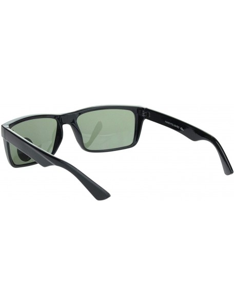 Rectangular Mens Tempered Glass Lens Narrow Rectangular Thin Plastic Minimal Sunglasses - Black Green - CD18OTHQ7QD $10.01