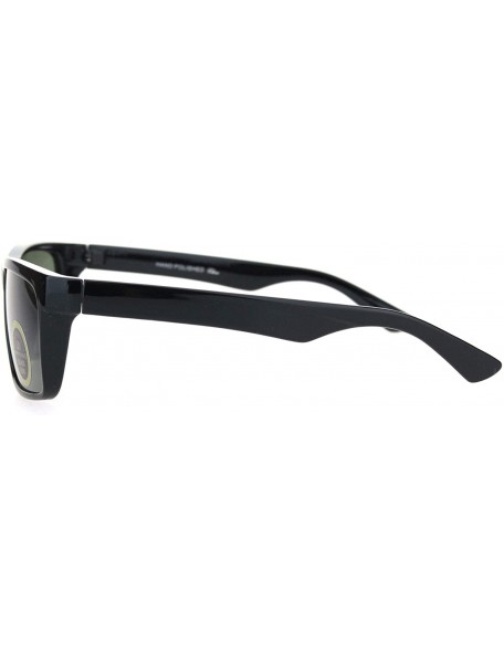 Rectangular Mens Tempered Glass Lens Narrow Rectangular Thin Plastic Minimal Sunglasses - Black Green - CD18OTHQ7QD $10.01